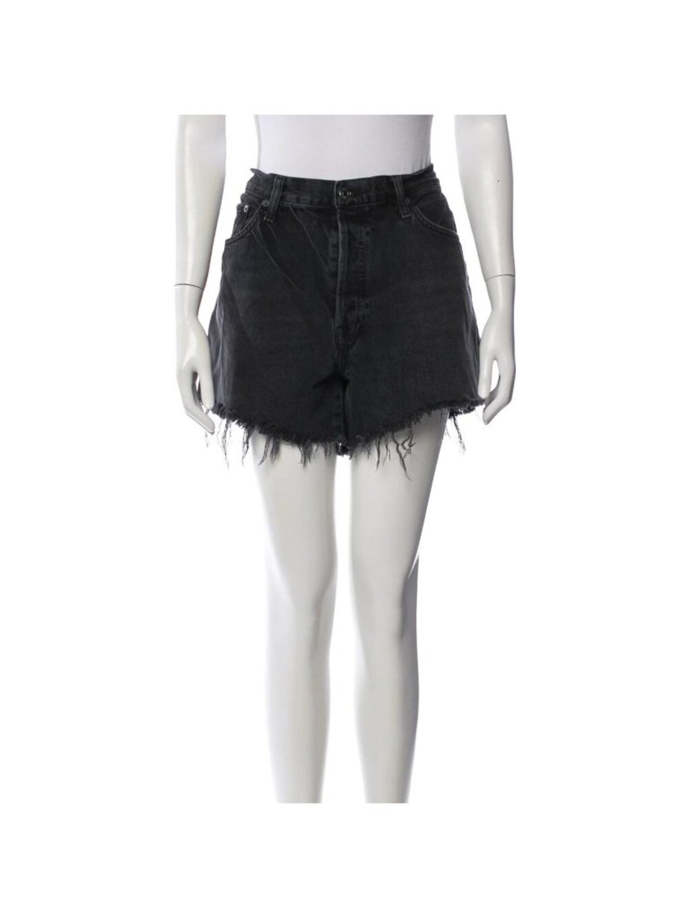 AGOLDE Women Black Mid-Rise Mini Shorts Size XL | US 33